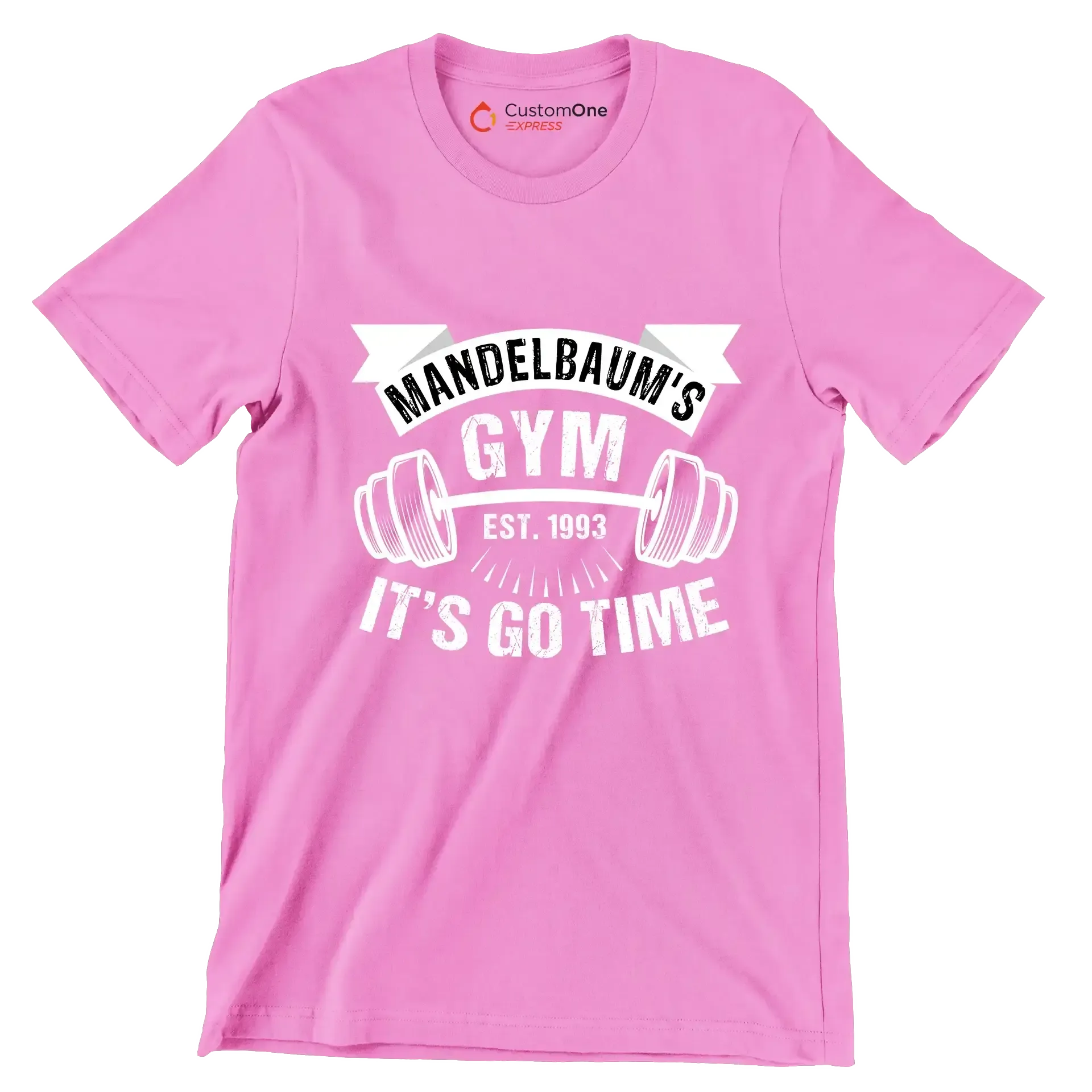 Mandelbaum's Gym Est 1993 It's Go Time - Gym Themed T-Shirt-Pink-S-Custom One Express