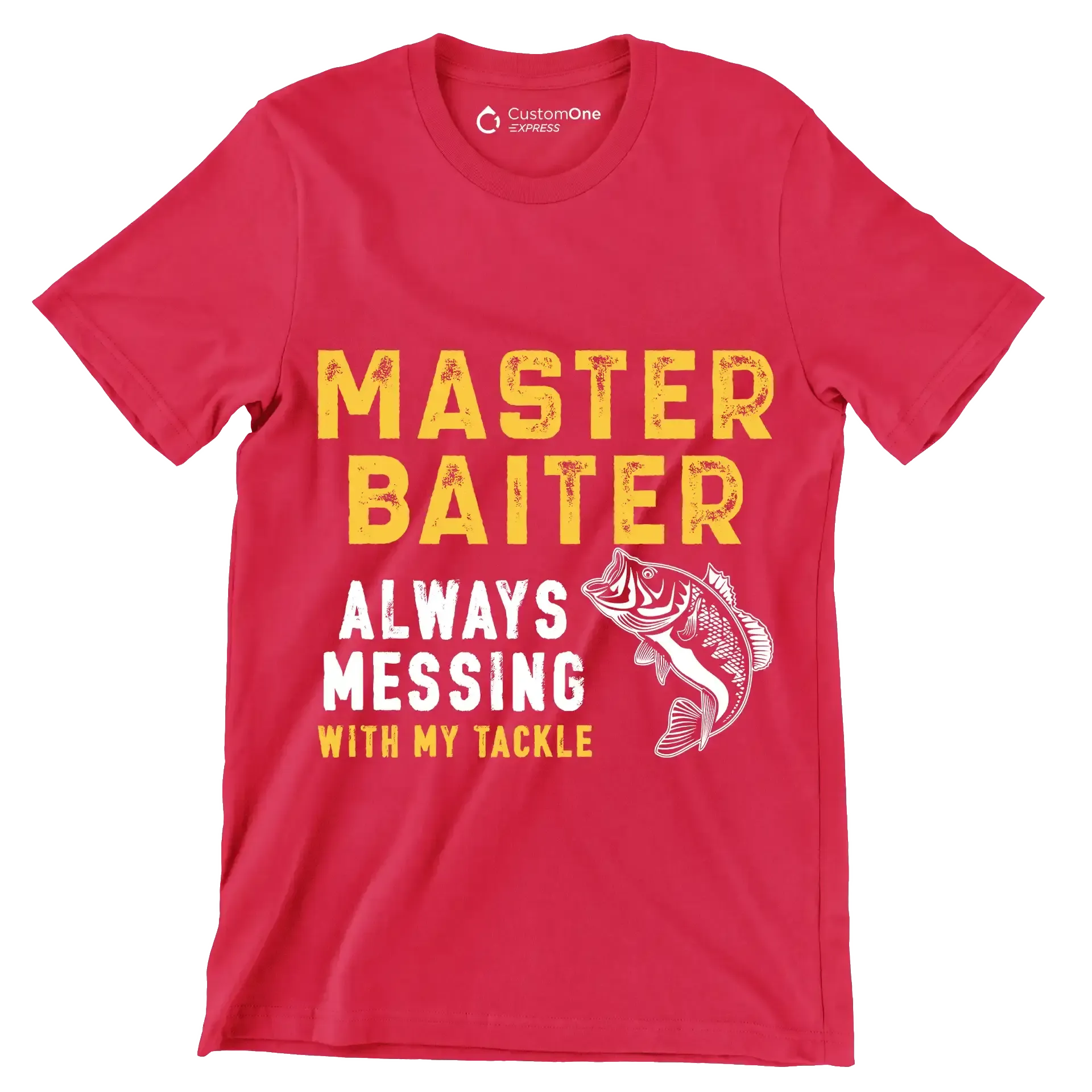 Master baiter always messing with my tackle - Fishing Themed T-Shirt-Red-S-Custom One Express