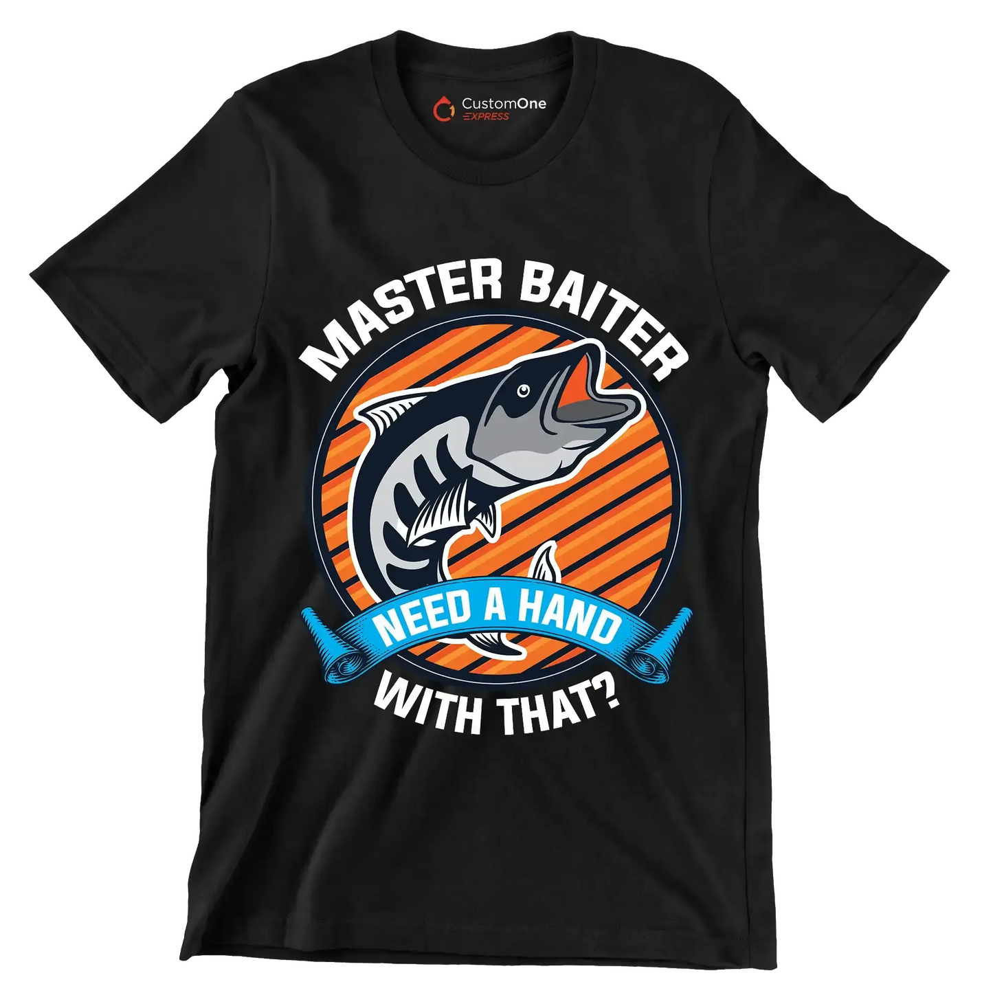 Master baiter need a hand with that - Fishing Themed T-Shirt-Black-S-Custom One Express