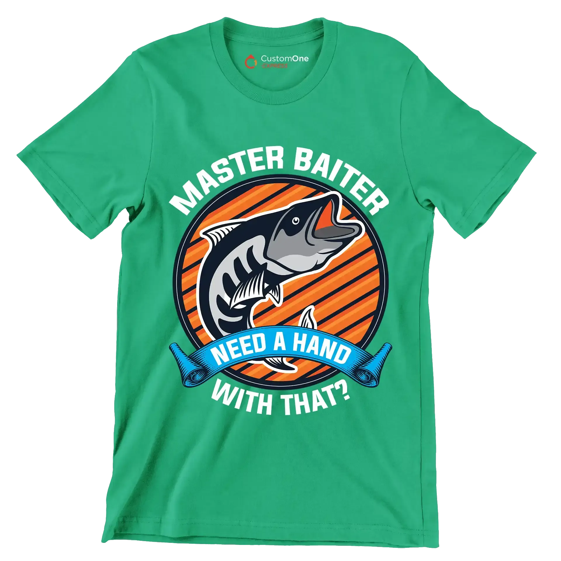 Master baiter need a hand with that - Fishing Themed T-Shirt-Green-S-Custom One Express
