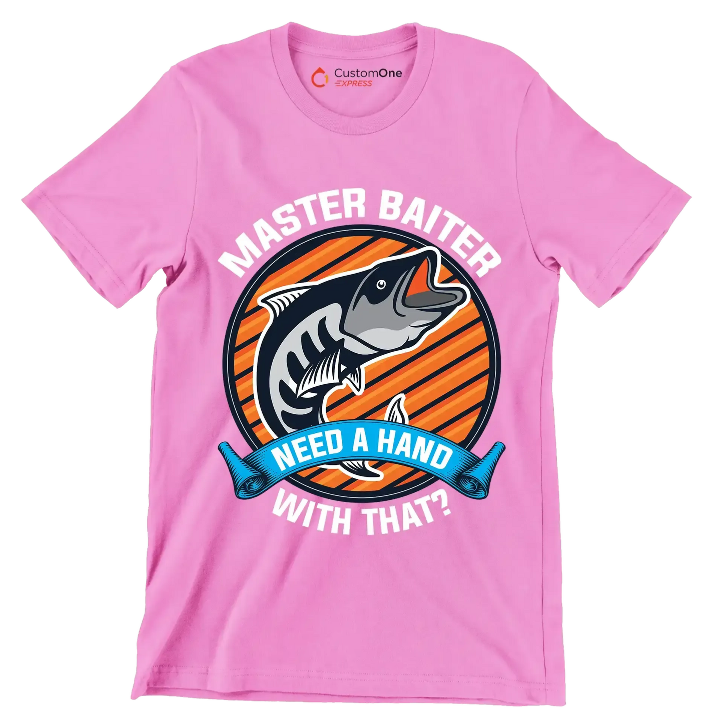 Master baiter need a hand with that - Fishing Themed T-Shirt-Pink-S-Custom One Express