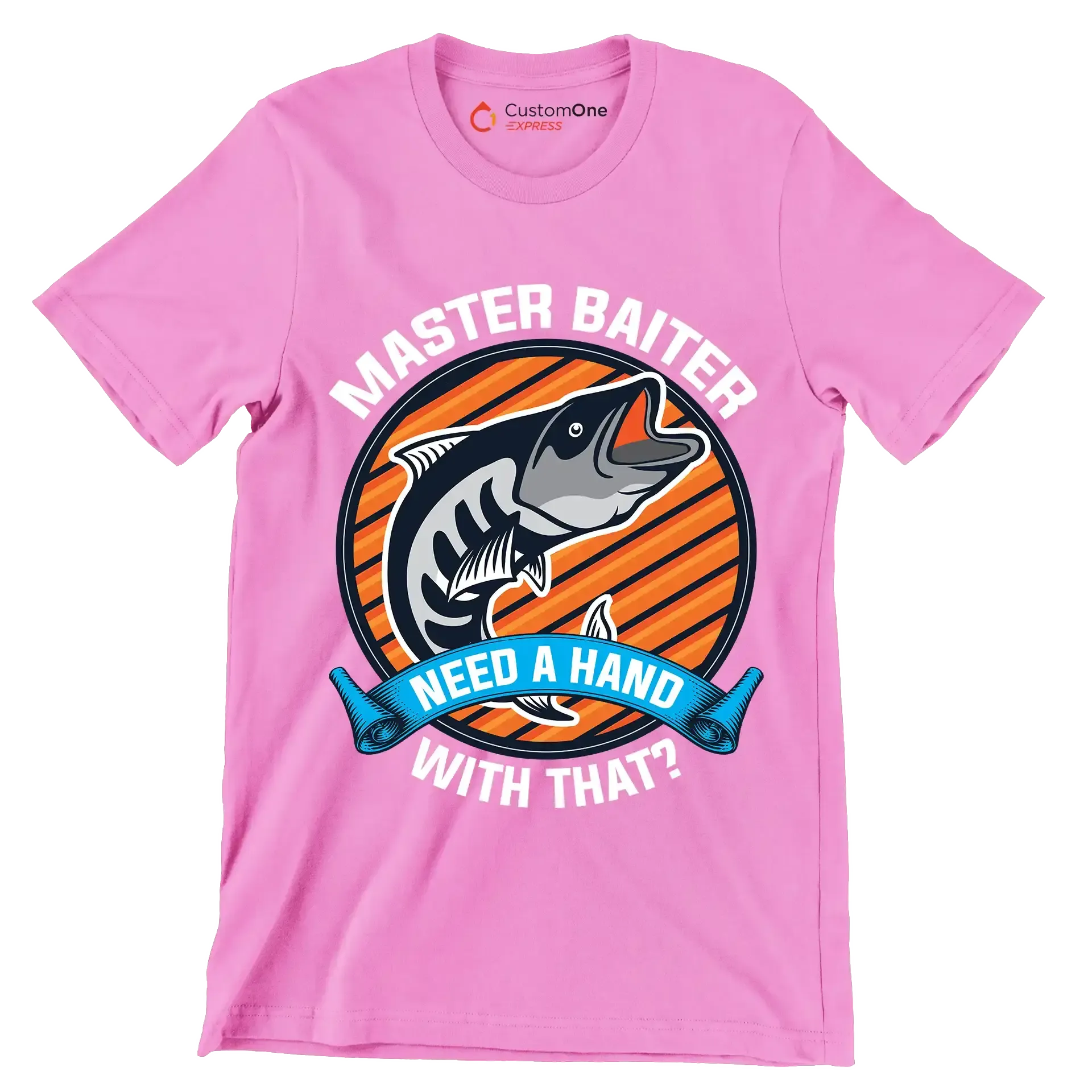 Master baiter need a hand with that - Fishing Themed T-Shirt-Pink-S-Custom One Express
