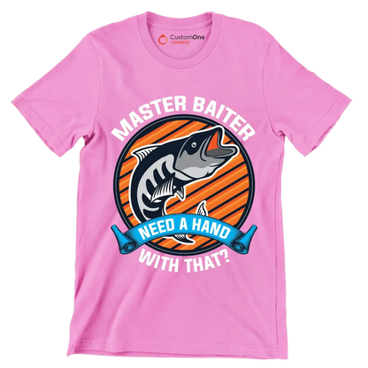 Master baiter need a hand with that - Fishing Themed T-Shirt-Pink-S-Custom One Express