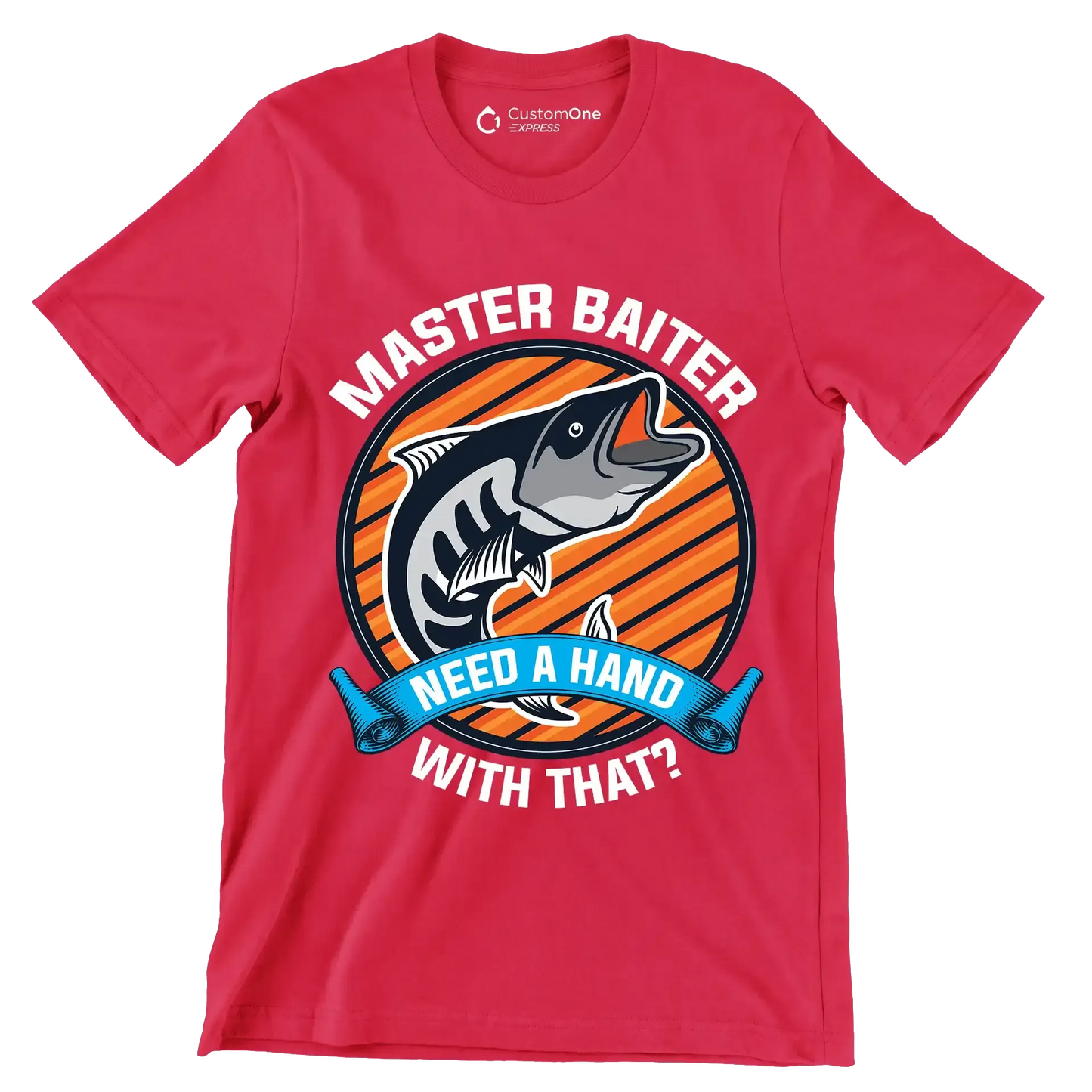 Master baiter need a hand with that - Fishing Themed T-Shirt-Red-S-Custom One Express