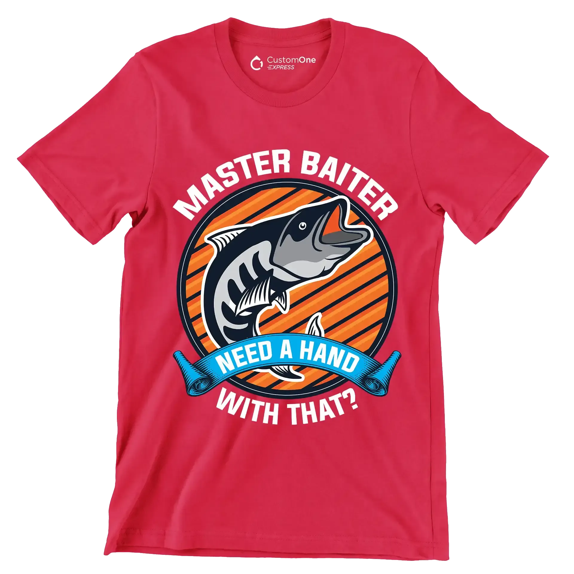 Master baiter need a hand with that - Fishing Themed T-Shirt-Red-S-Custom One Express