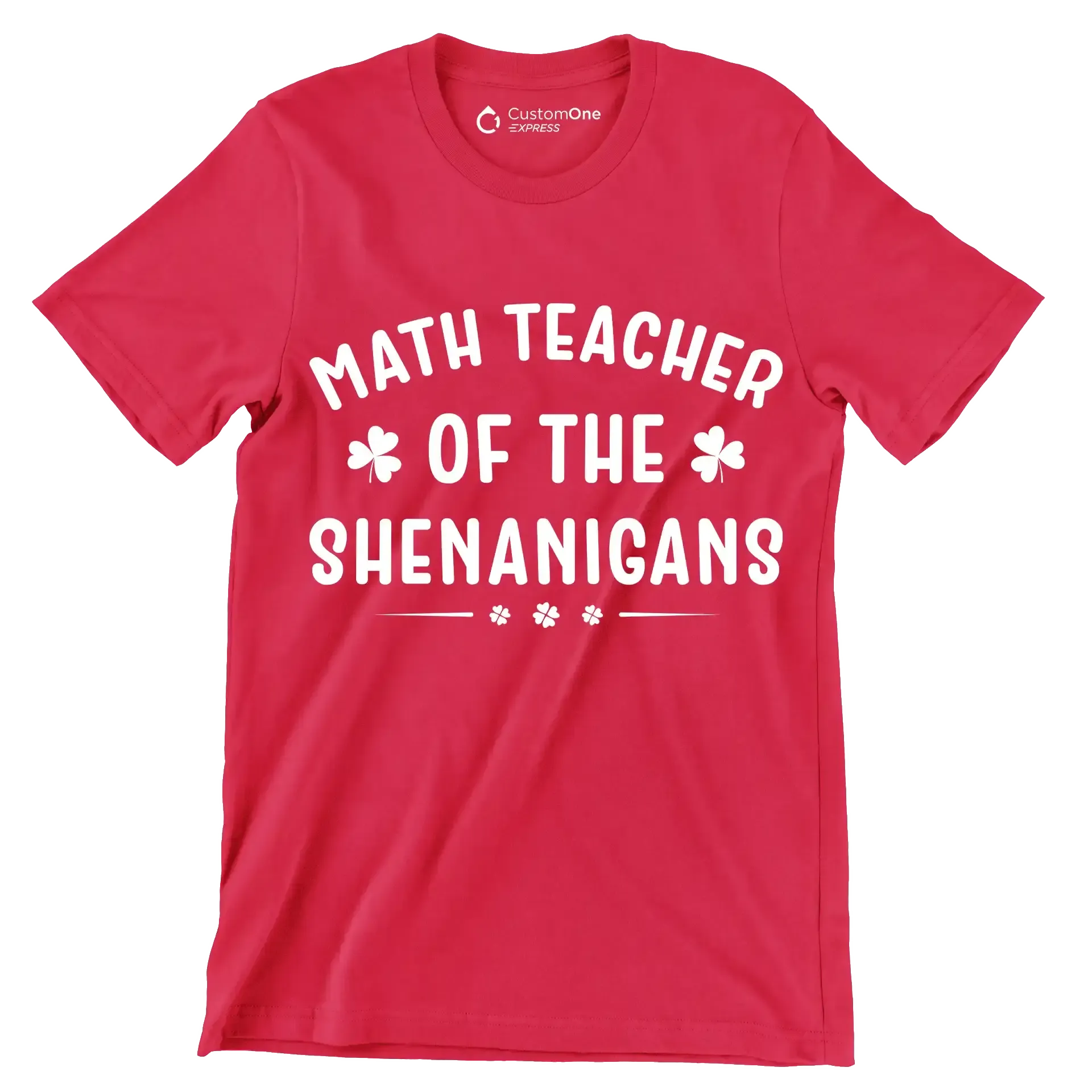 Math Teacher Of The Shenanigans - St. Patrick's Day T-Shirt-Red-S-Custom One Express