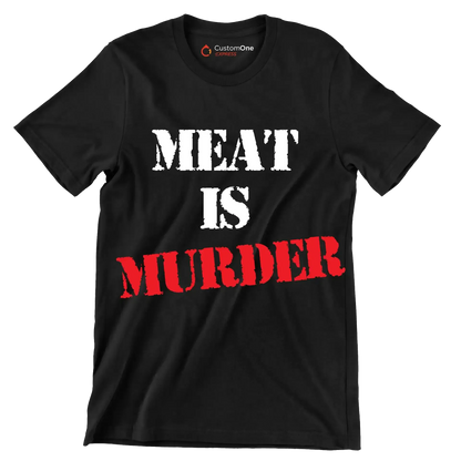 Meat is murder - Vegan Themed T-Shirt-Black-S-Custom One Express