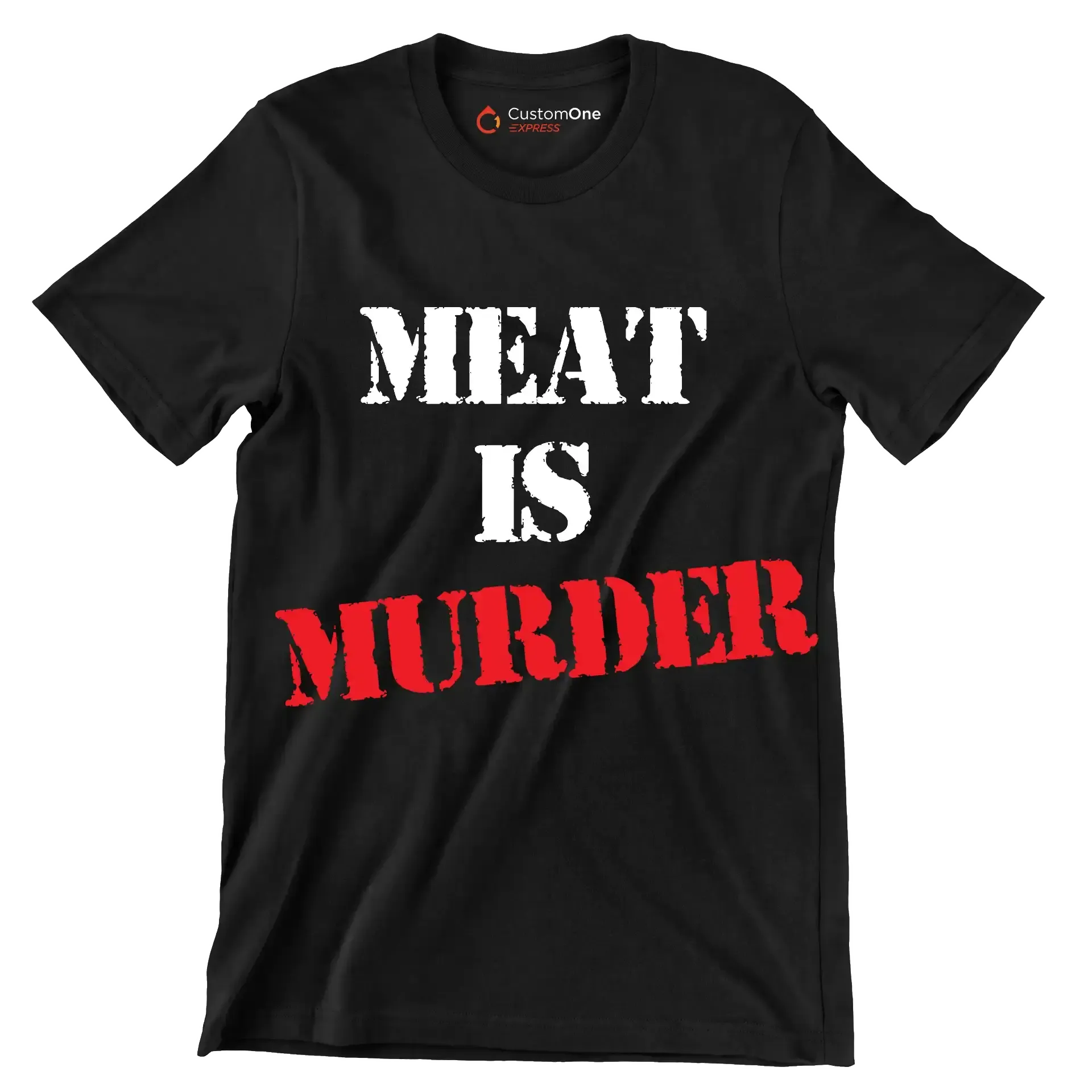 Meat is murder - Vegan Themed T-Shirt-Black-S-Custom One Express