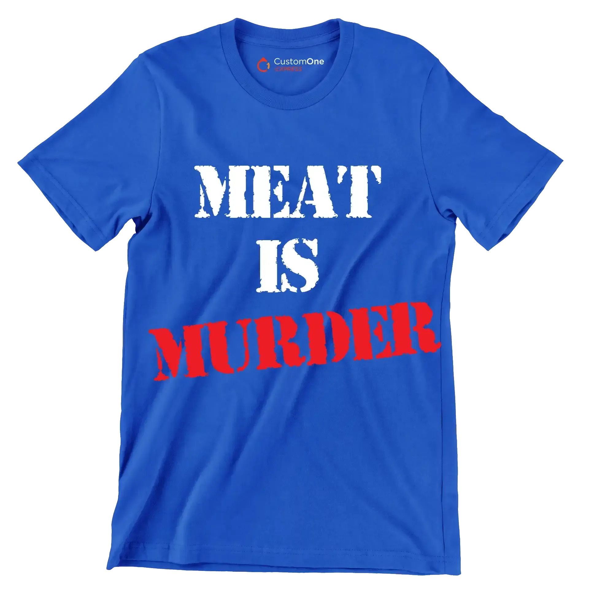 Meat is murder - Vegan Themed T-Shirt-Blue-S-Custom One Express