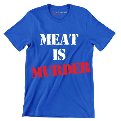 Meat is murder - Vegan Themed T-Shirt-Blue-S-Custom One Express