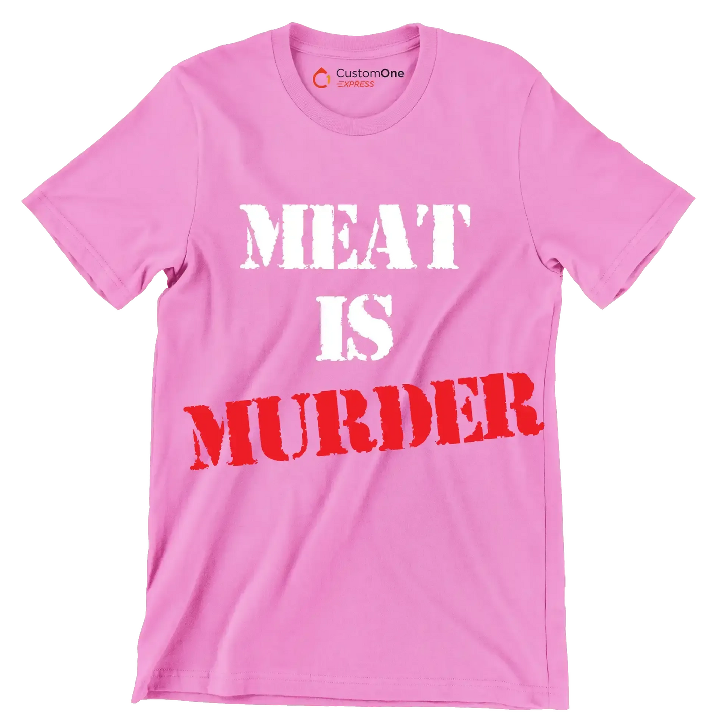 Meat is murder - Vegan Themed T-Shirt-Pink-S-Custom One Express