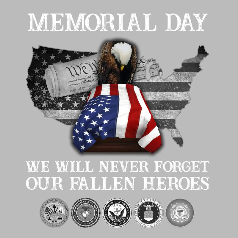 Memorial Day We Will Never Forget Our Fallen Heroes - Veterans Themed T-Shirt-Black-S-Custom One Express