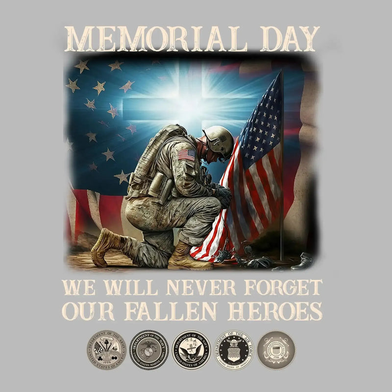 Memorial Day We Will Never Forget Our Fallen Heroes - Veterans Themed T-Shirt-Black-S-Custom One Express