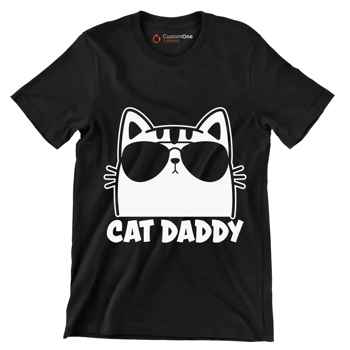 Mens Vintage Cat Daddy Cat - Cat Themed T-Shirt-Black-S-Custom One Express