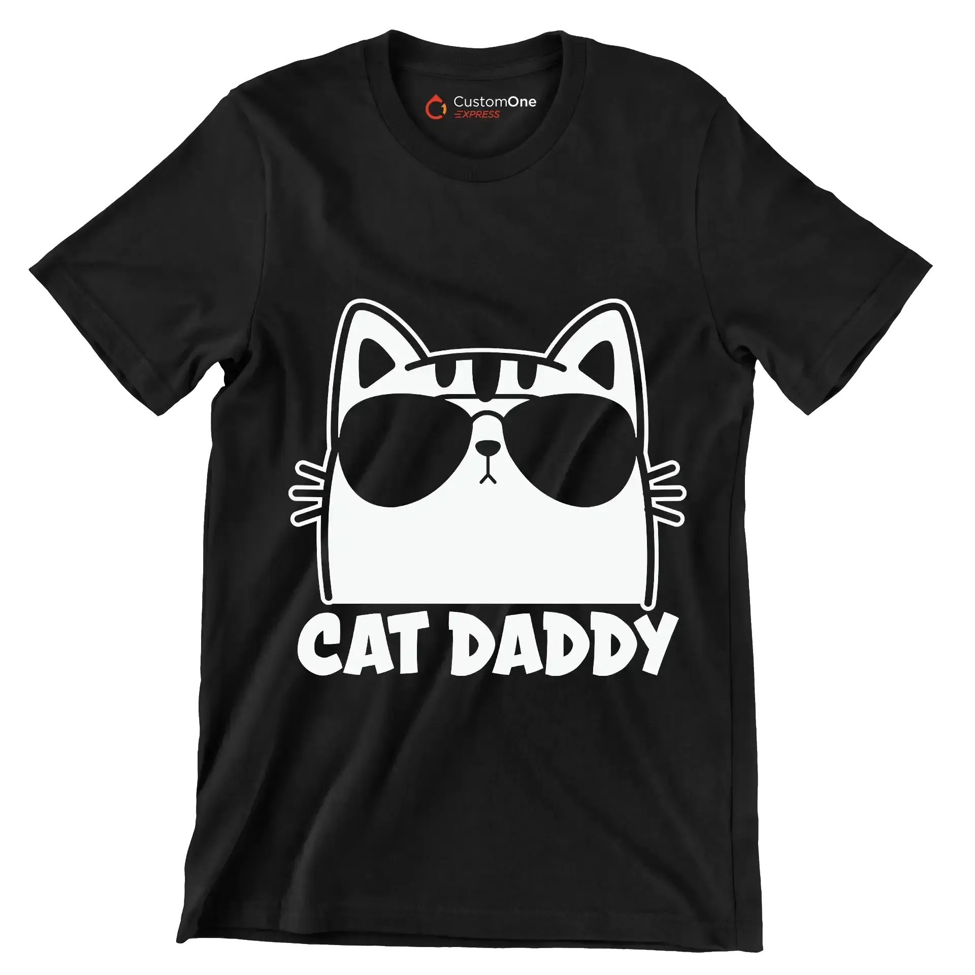 Mens Vintage Cat Daddy Cat - Cat Themed T-Shirt-Black-S-Custom One Express