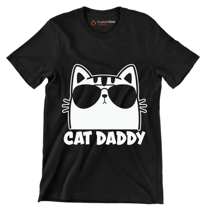 Mens Vintage Cat Daddy Cat - Cat Themed T-Shirt-Black-S-Custom One Express