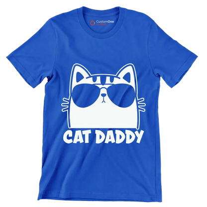 Mens Vintage Cat Daddy Cat - Cat Themed T-Shirt-Blue-S-Custom One Express