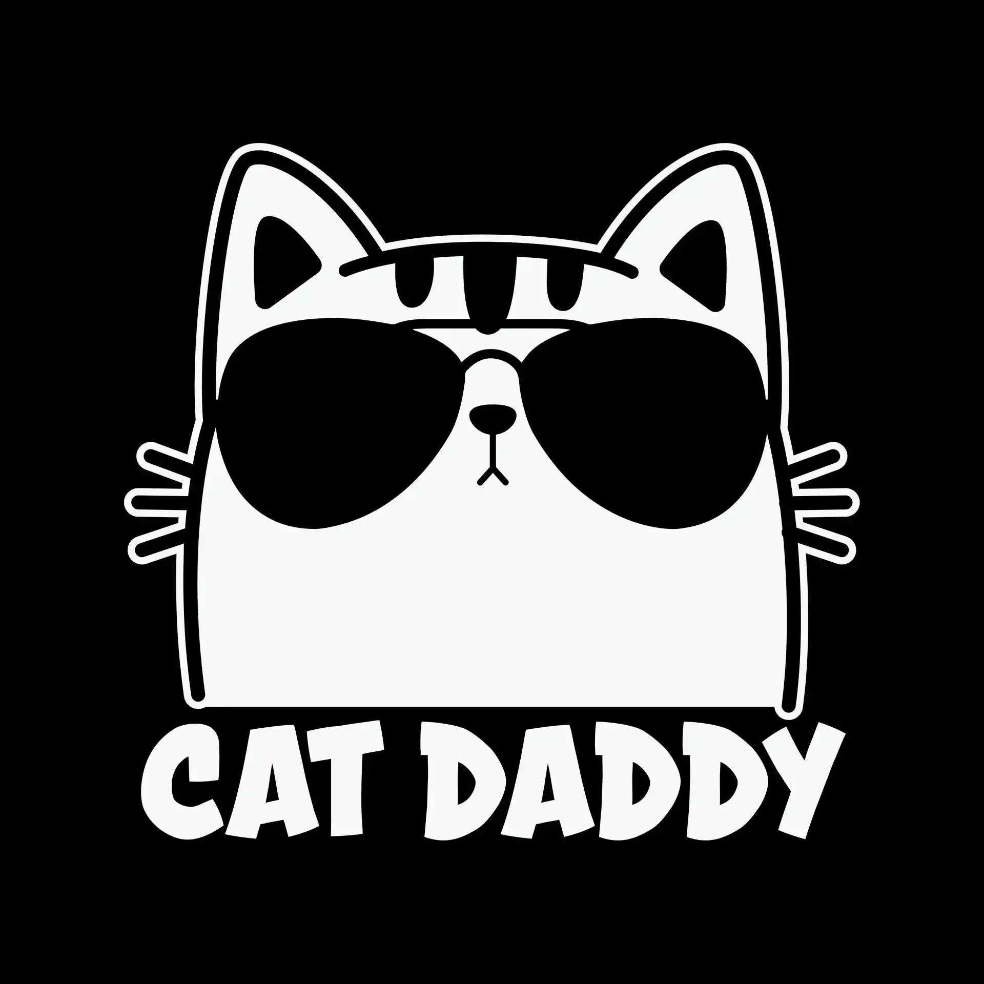 Mens Vintage Cat Daddy Cat - Cat Themed T-Shirt-Black-S-Custom One Express