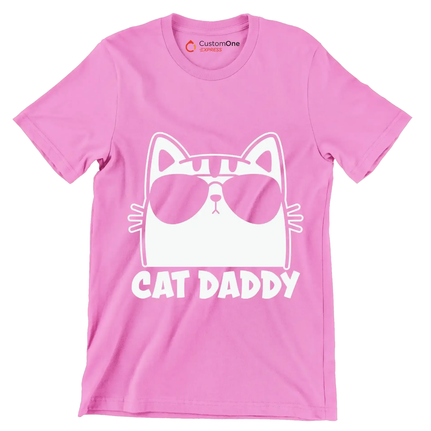 Mens Vintage Cat Daddy Cat - Cat Themed T-Shirt-Pink-S-Custom One Express