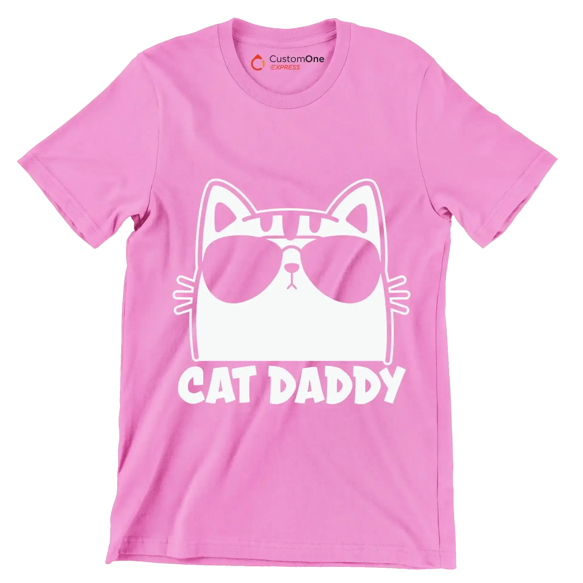 Mens Vintage Cat Daddy Cat - Cat Themed T-Shirt-Pink-S-Custom One Express
