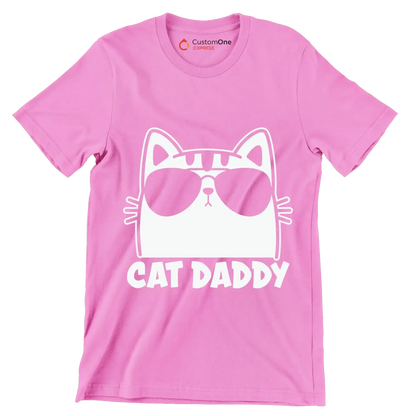 Mens Vintage Cat Daddy Cat - Cat Themed T-Shirt-Pink-S-Custom One Express