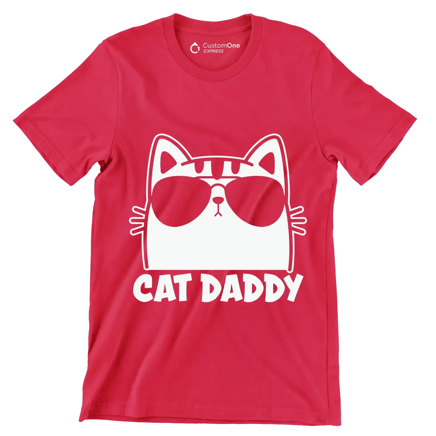 Mens Vintage Cat Daddy Cat - Cat Themed T-Shirt-Red-S-Custom One Express