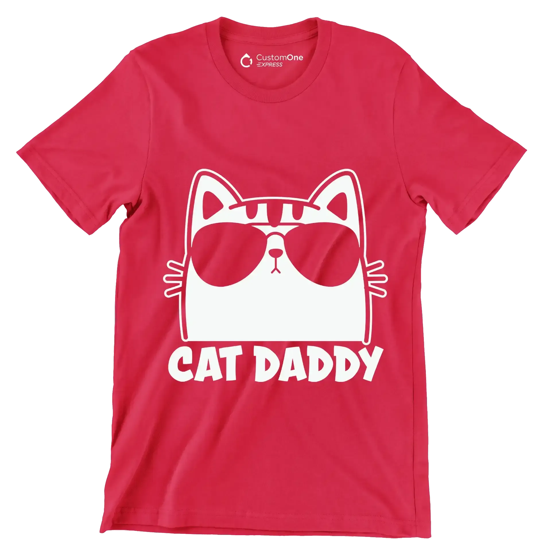 Mens Vintage Cat Daddy Cat - Cat Themed T-Shirt-Red-S-Custom One Express