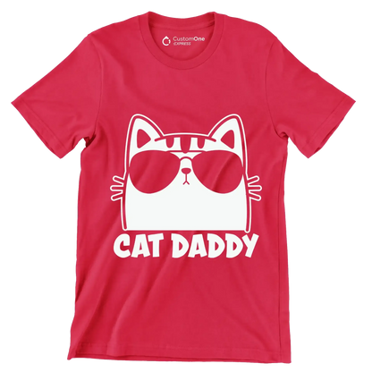Mens Vintage Cat Daddy Cat - Cat Themed T-Shirt-Red-S-Custom One Express
