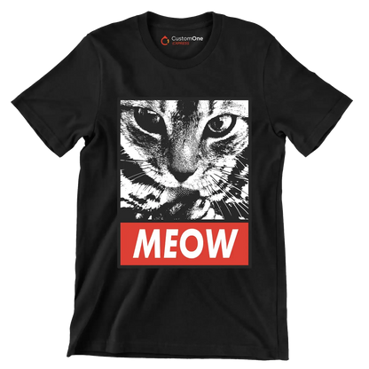 Meow - Cat Themed T-Shirt-Black-S-Custom One Express