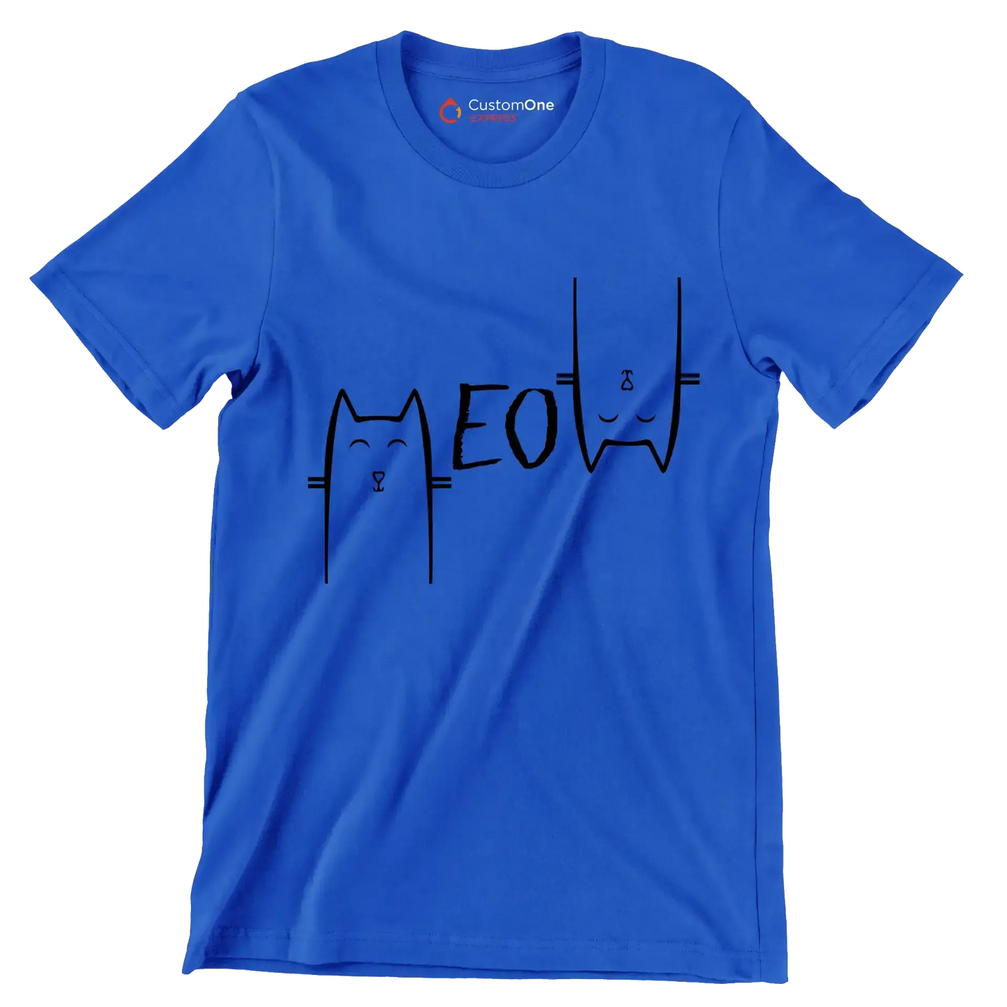 Meow - Cat Themed T-Shirt-Blue-S-Custom One Express