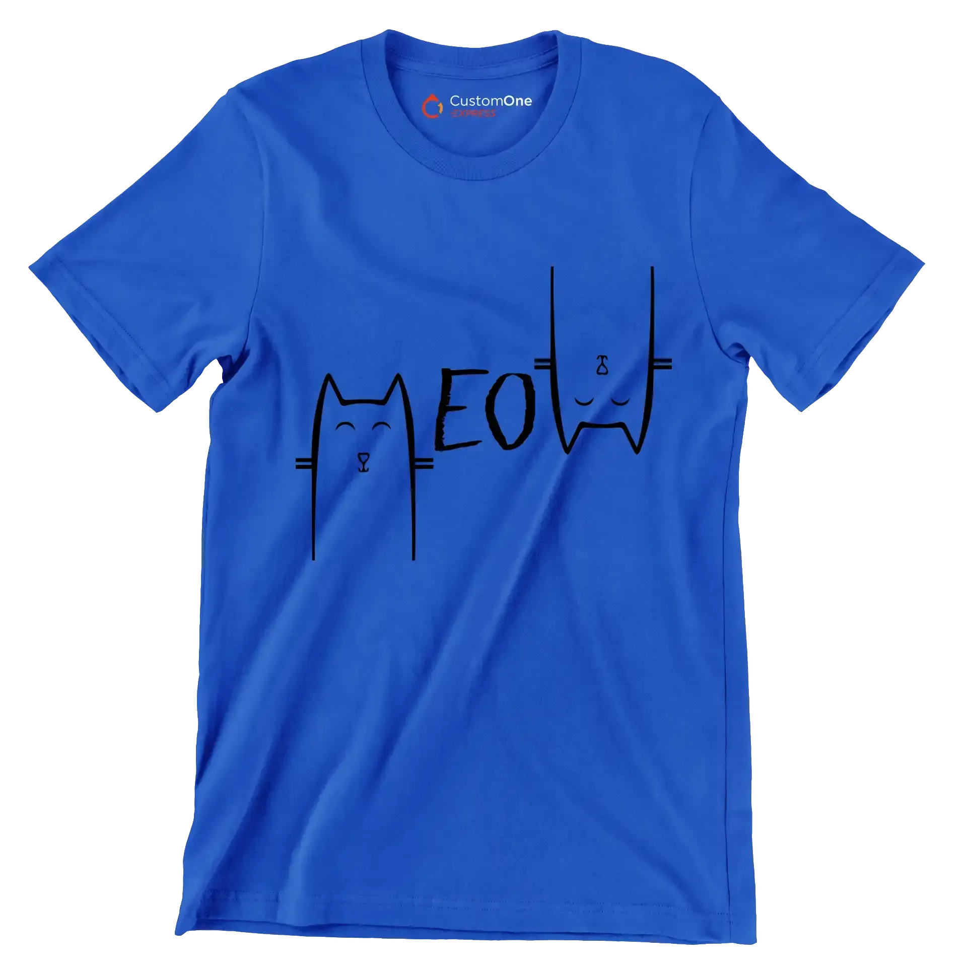 Meow - Cat Themed T-Shirt-Blue-S-Custom One Express