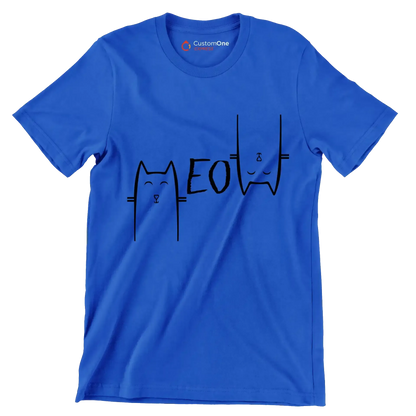 Meow - Cat Themed T-Shirt-Blue-S-Custom One Express