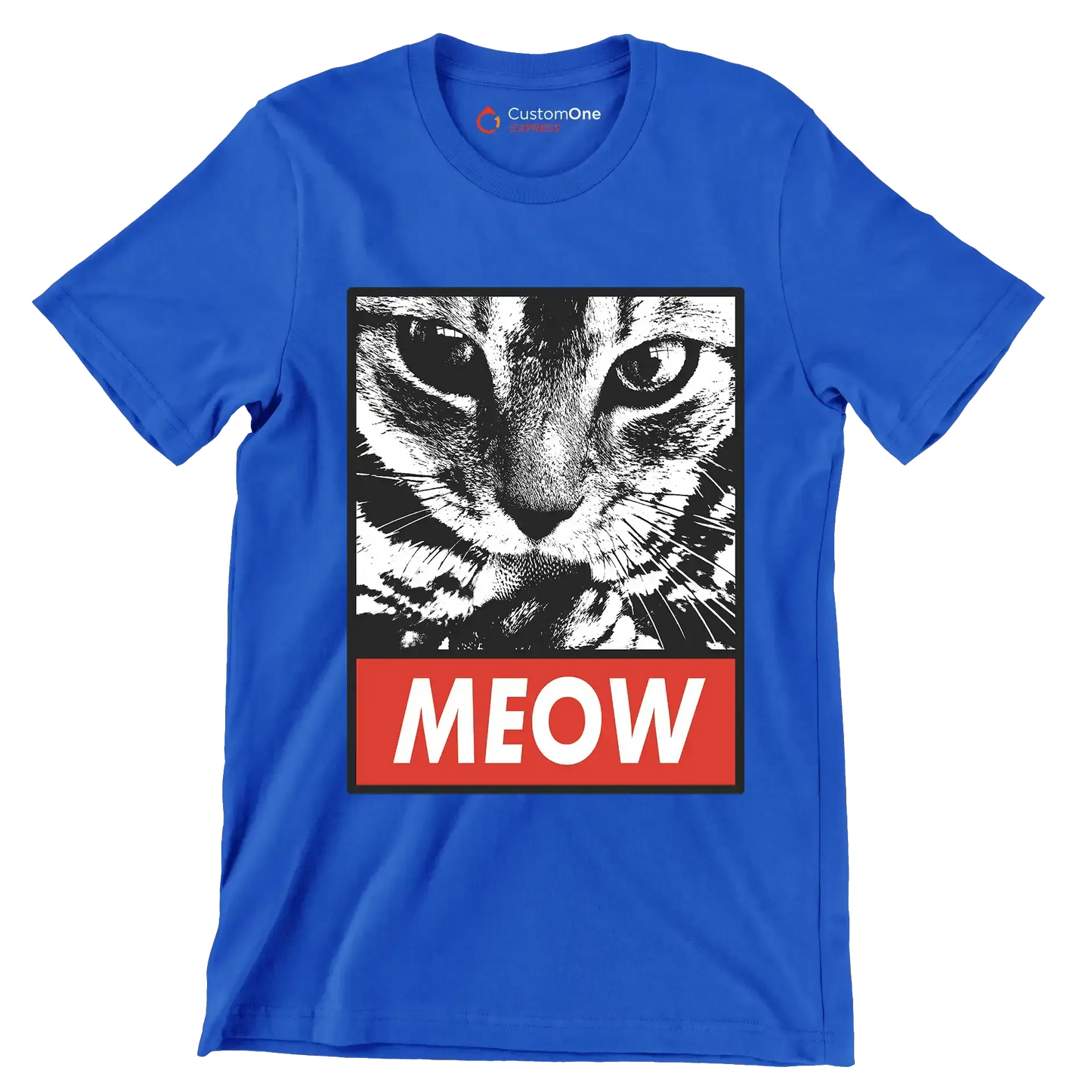 Meow - Cat Themed T-Shirt-Blue-S-Custom One Express