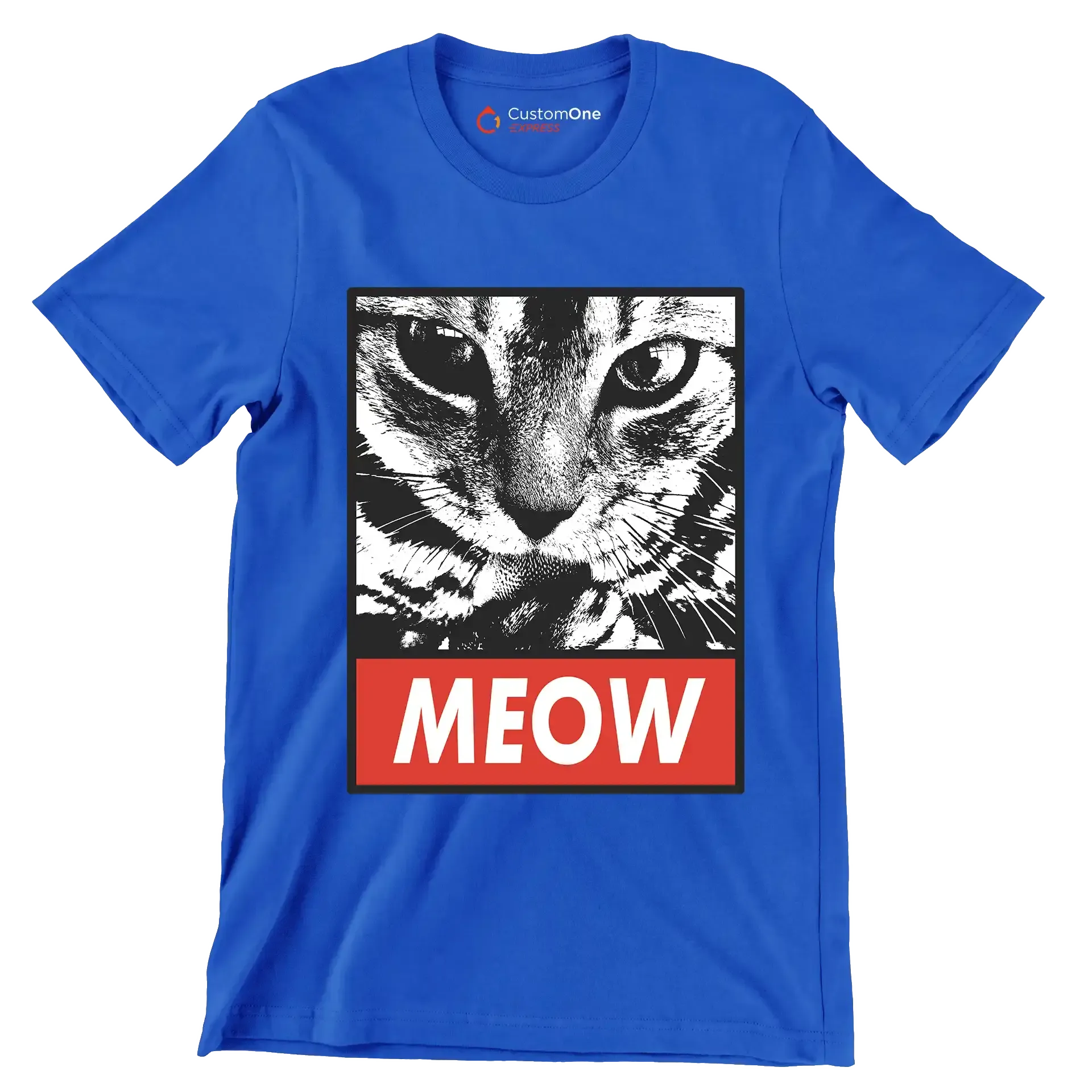 Meow - Cat Themed T-Shirt-Blue-S-Custom One Express