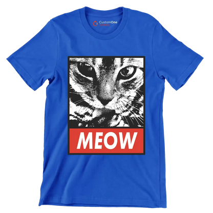 Meow - Cat Themed T-Shirt-Blue-S-Custom One Express