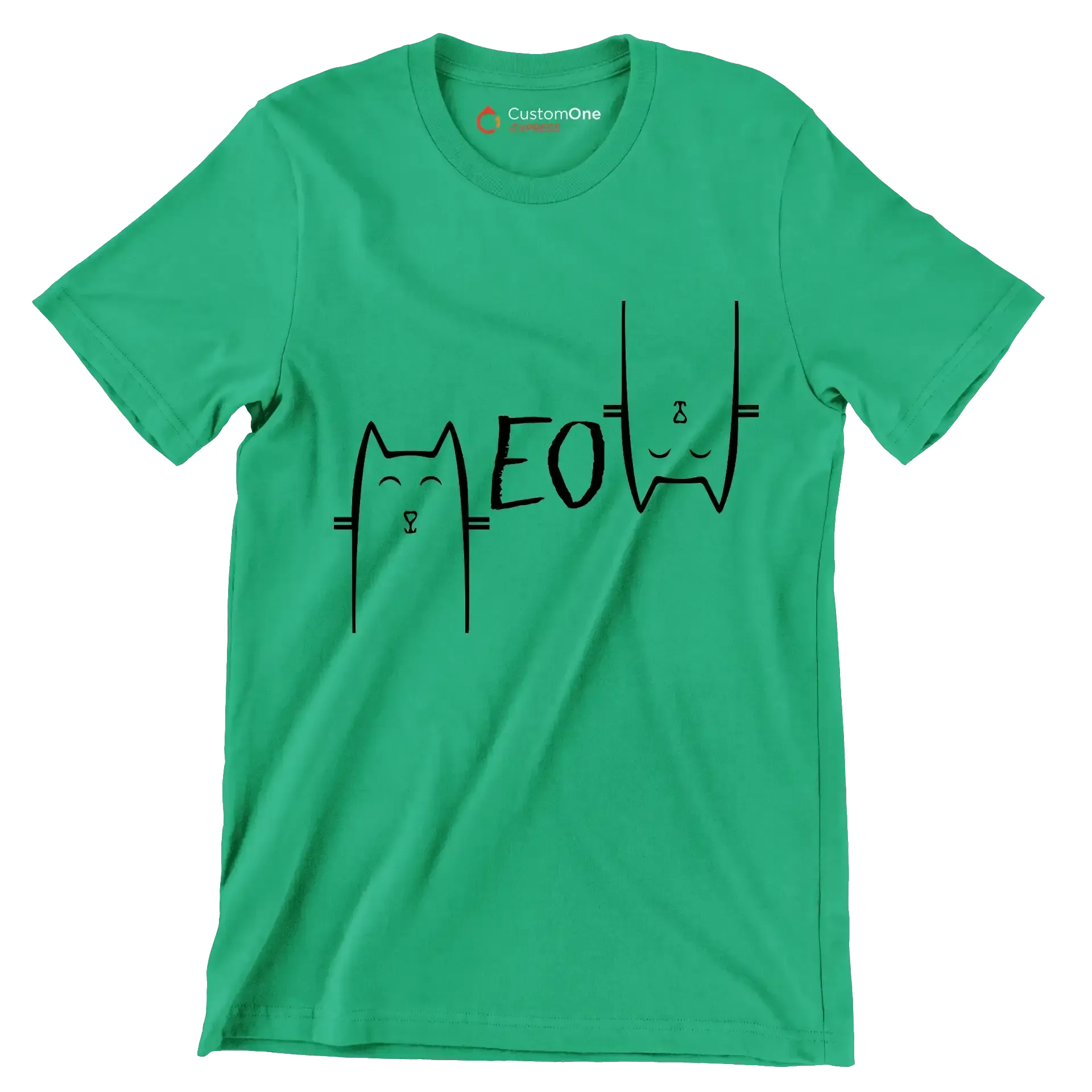 Meow - Cat Themed T-Shirt-Green-S-Custom One Express