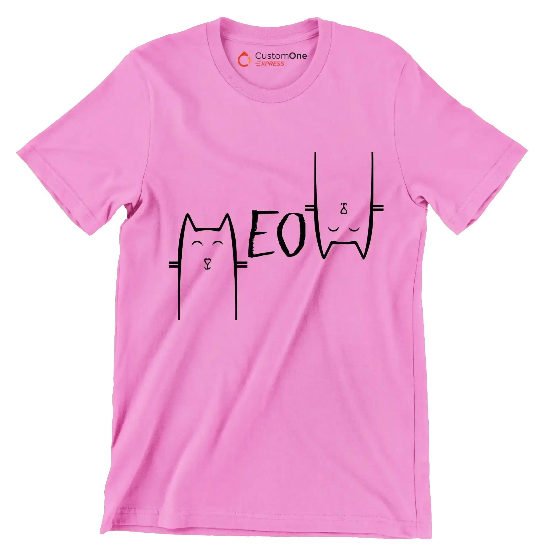 Meow - Cat Themed T-Shirt-Pink-S-Custom One Express
