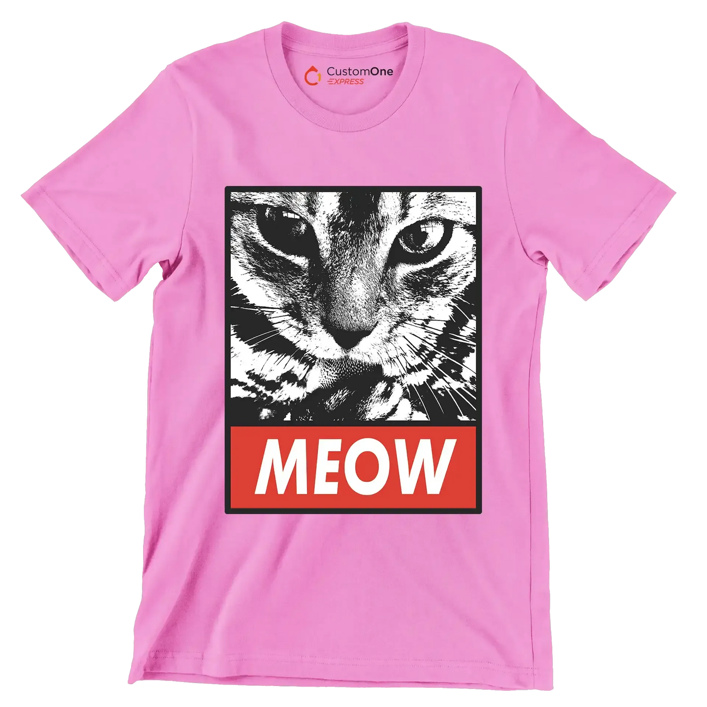 Meow - Cat Themed T-Shirt-Pink-S-Custom One Express