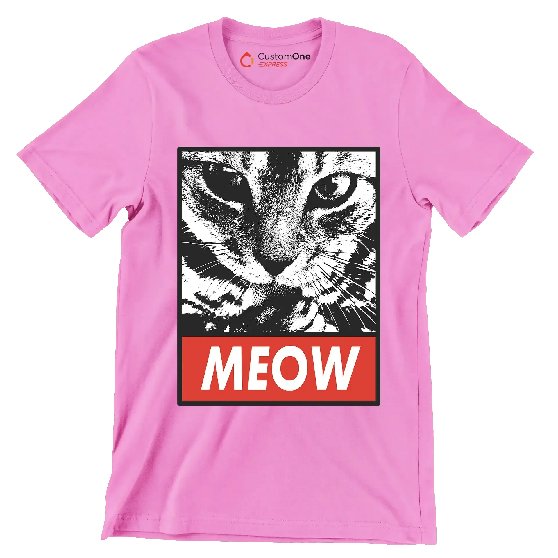Meow - Cat Themed T-Shirt-Pink-S-Custom One Express