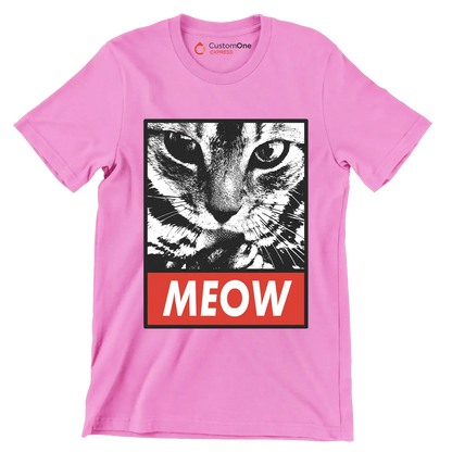 Meow - Cat Themed T-Shirt-Pink-S-Custom One Express