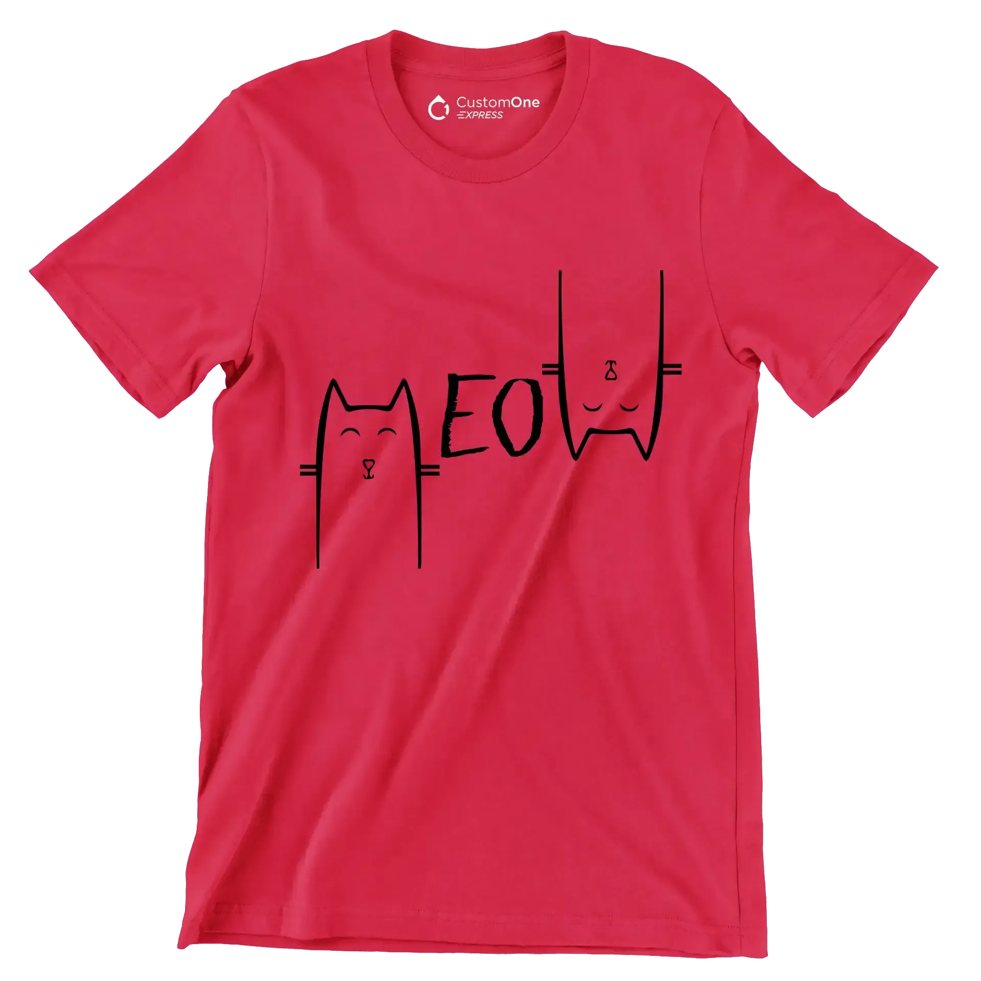 Meow - Cat Themed T-Shirt-Red-S-Custom One Express