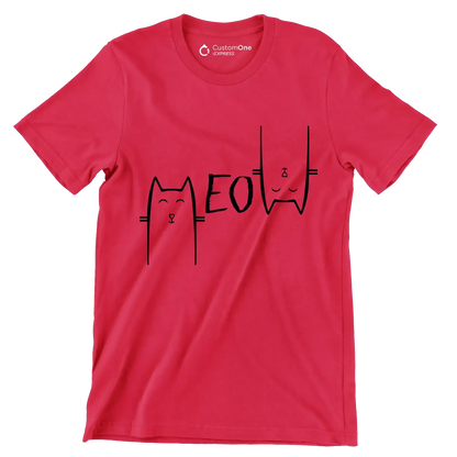 Meow - Cat Themed T-Shirt-Red-S-Custom One Express