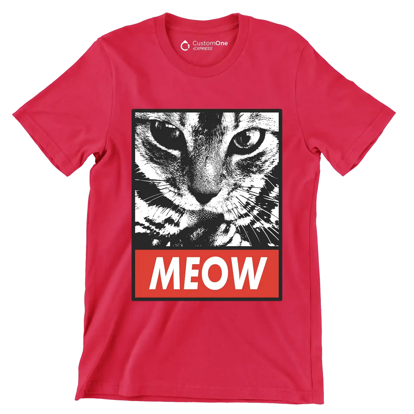 Meow - Cat Themed T-Shirt-Red-S-Custom One Express