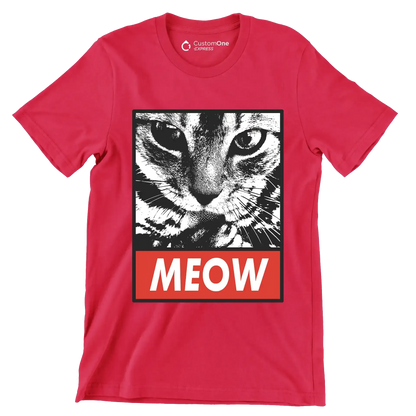 Meow - Cat Themed T-Shirt-Red-S-Custom One Express