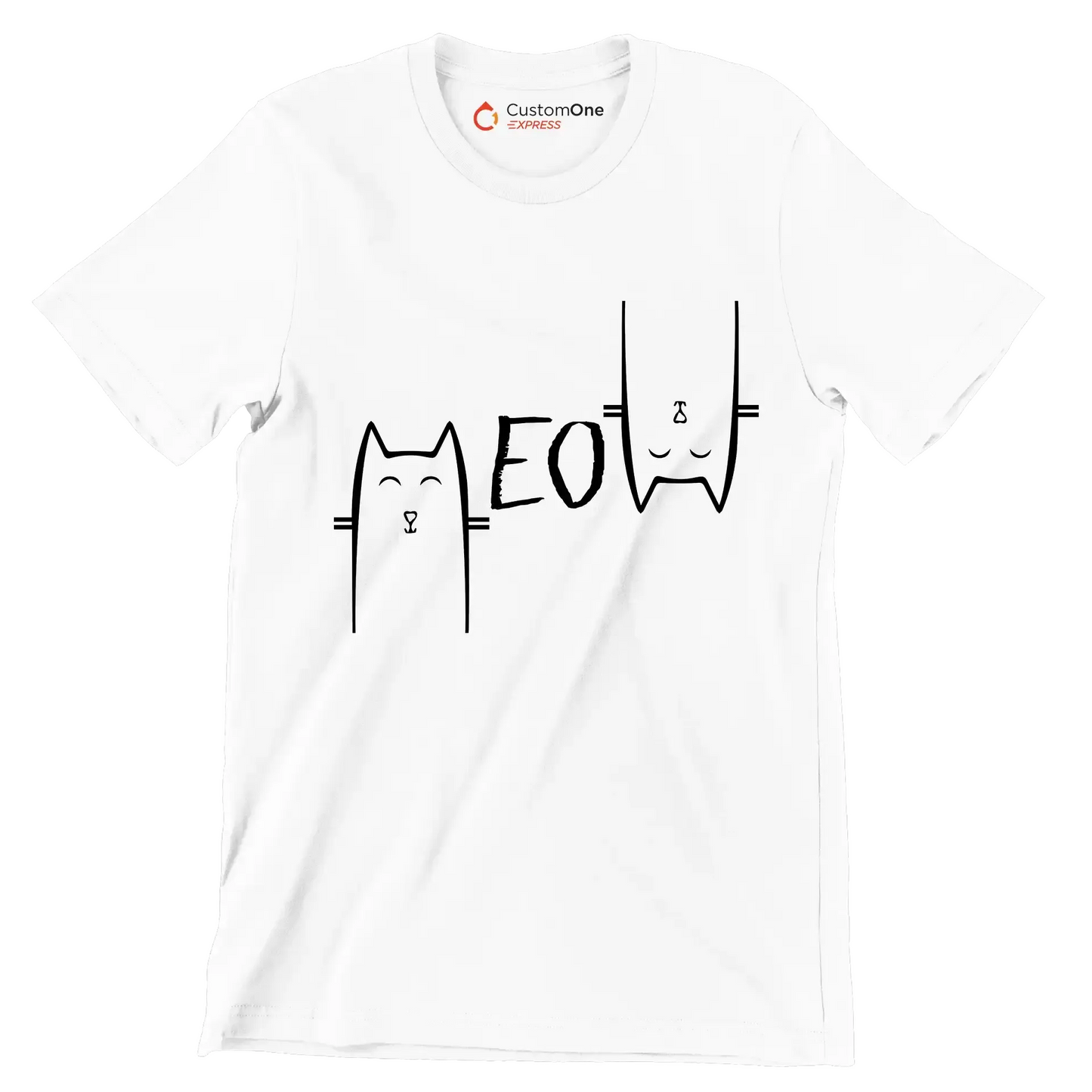 Meow - Cat Themed T-Shirt-White-S-Custom One Express