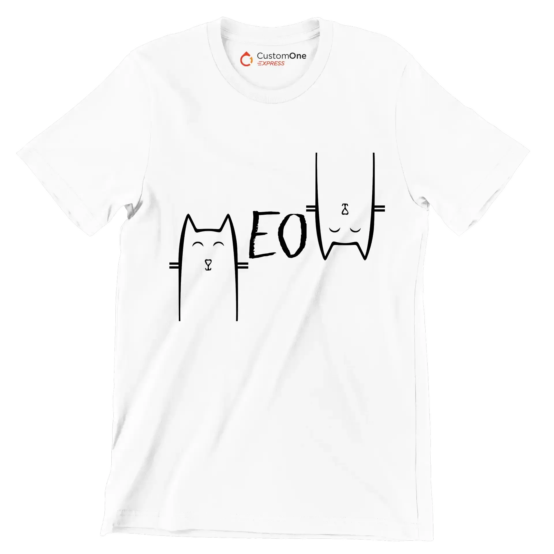 Meow - Cat Themed T-Shirt-White-S-Custom One Express