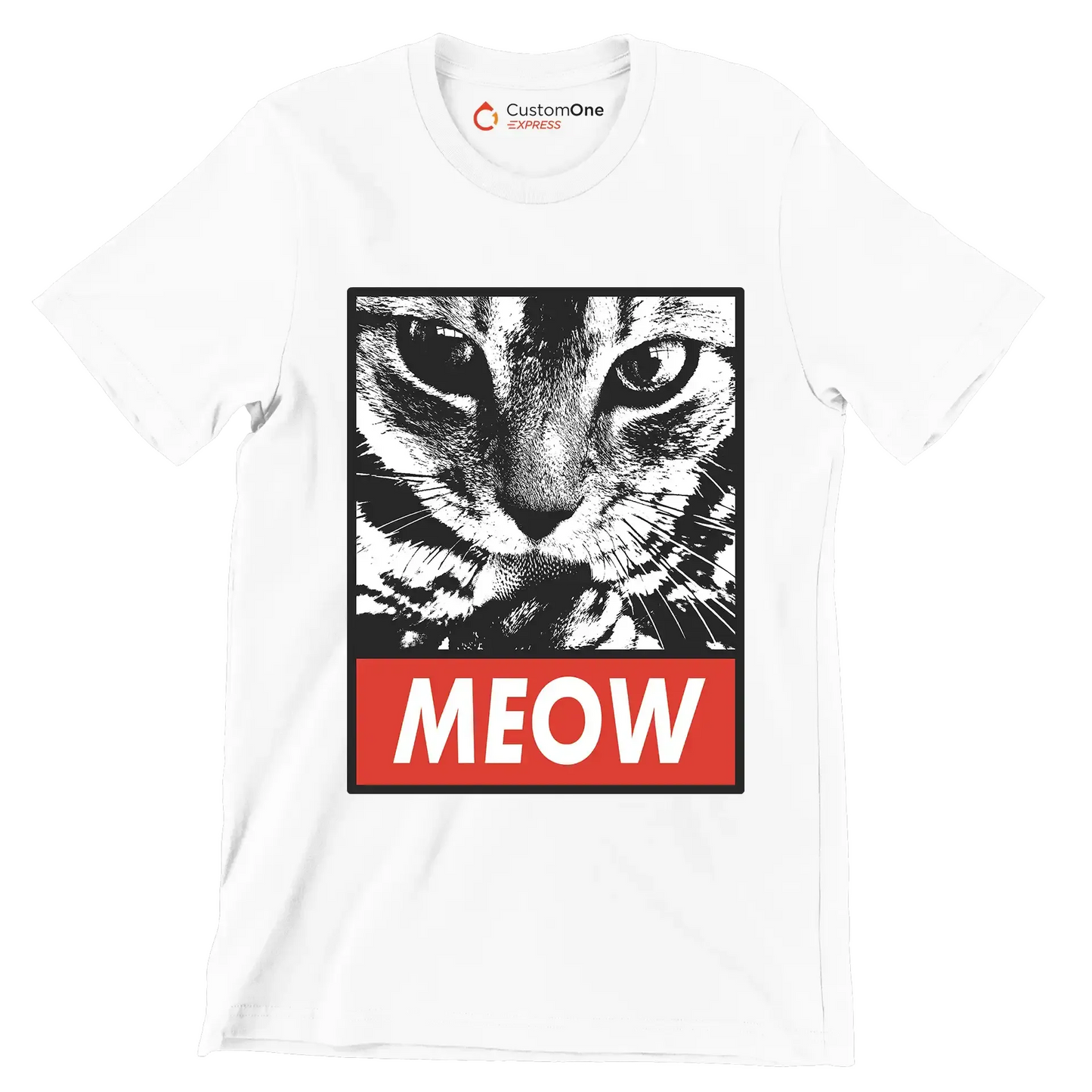 Meow - Cat Themed T-Shirt-White-S-Custom One Express