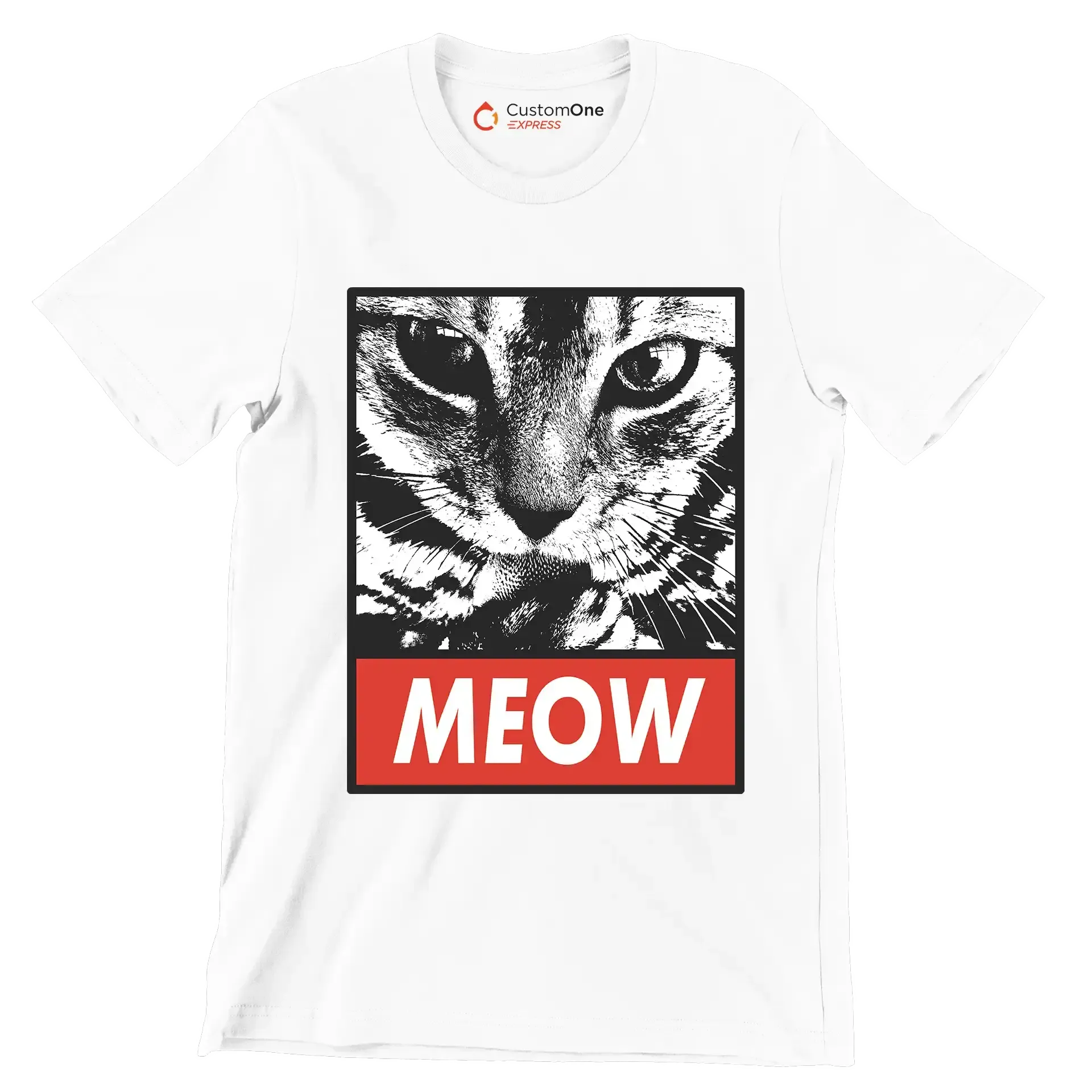 Meow - Cat Themed T-Shirt-White-S-Custom One Express