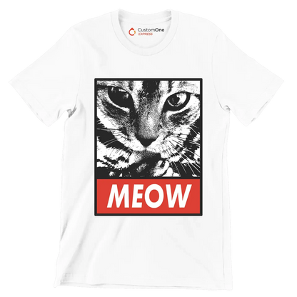 Meow - Cat Themed T-Shirt-White-S-Custom One Express
