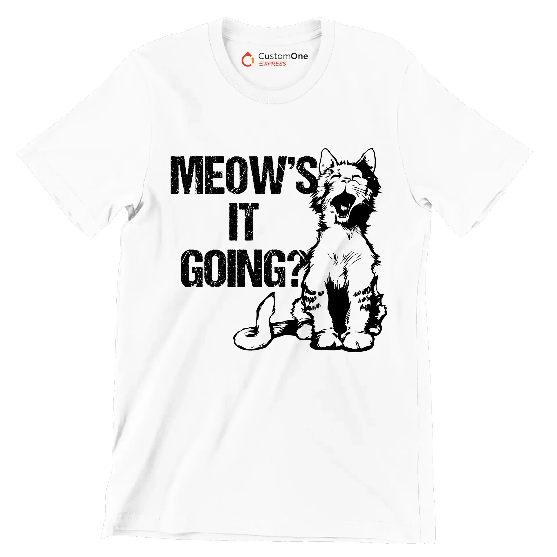 Meow's it going - Cat Themed T-Shirt-White-S-Custom One Express